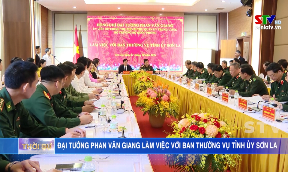 Đại tướng Phan Văn Giang làm việc với Ban Thường vụ Tỉnh ủy Sơn La