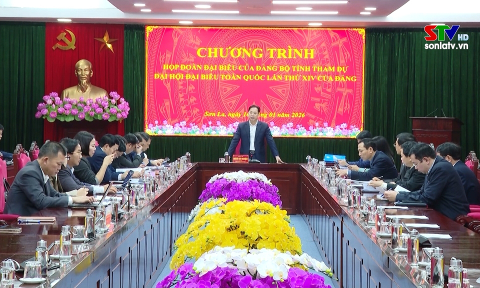 Họp đo&agrave;n đại biểu Đảng bộ tỉnh Sơn La dự Đại hội đại biểu to&agrave;n quốc lần thứ XIV của Đảng